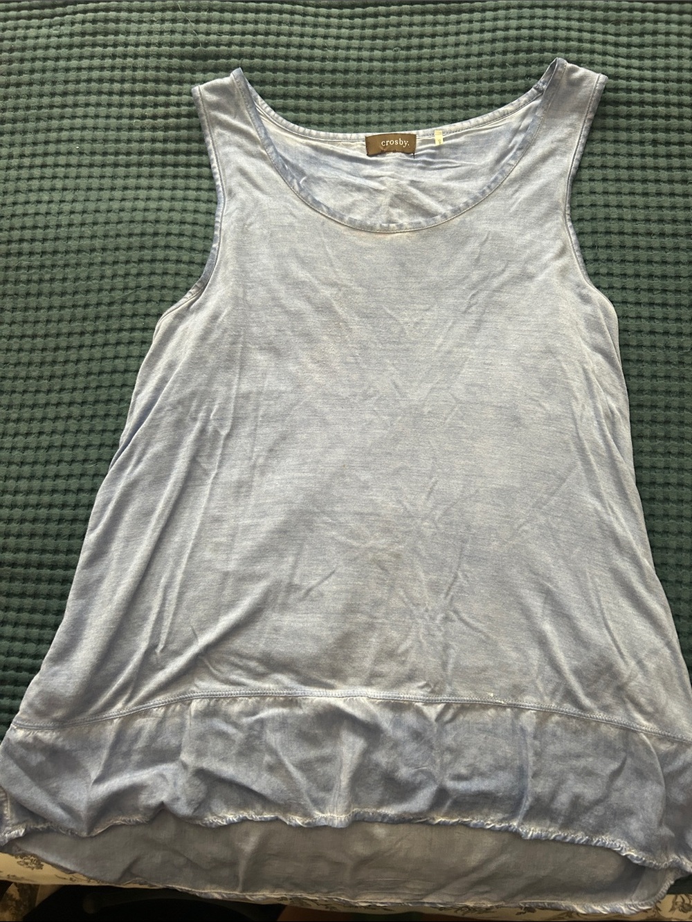 crosby. Pale Blue Scoop Neck Tank with High-Low Hem